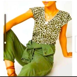 Anthropologie Maeve organic Cotton blend Flutter Sleeve Top Size S